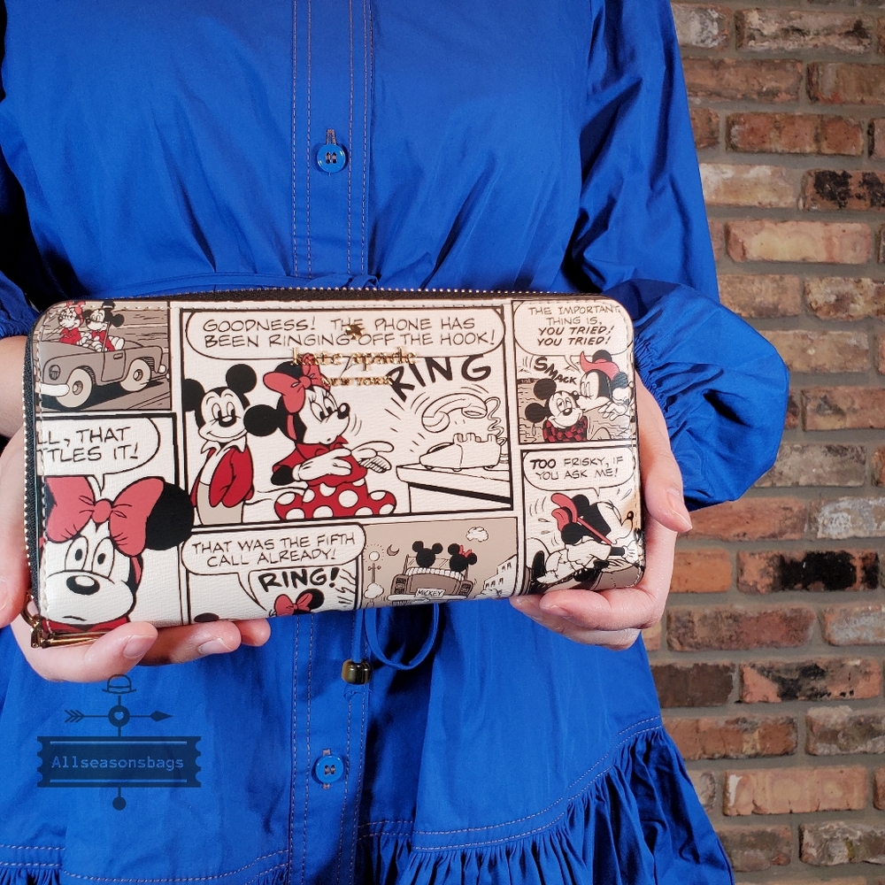 NWT AUTHENTIC Kate Spade x Disney Mickey Minnie Mouse Sunday Comic Strip WALLET